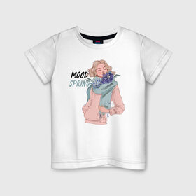 Детская футболка хлопок с принтом Весеннее настроение в Курске, 100% хлопок | круглый вырез горловины, полуприлегающий силуэт, длина до линии бедер | 8 марта | весна | девушке | женский | мама | подарок | топ | тренд | феминизм | цветы