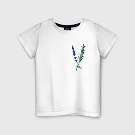 Детская футболка хлопок с принтом Лаванда в Курске, 100% хлопок | круглый вырез горловины, полуприлегающий силуэт, длина до линии бедер | Тематика изображения на принте: flo | flowers | растения | флористика | цветение | цветы
