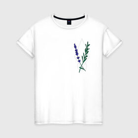 Женская футболка хлопок с принтом Лаванда в Курске, 100% хлопок | прямой крой, круглый вырез горловины, длина до линии бедер, слегка спущенное плечо | flo | flowers | растения | флористика | цветение | цветы