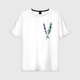 Женская футболка хлопок Oversize с принтом Лаванда в Курске, 100% хлопок | свободный крой, круглый ворот, спущенный рукав, длина до линии бедер
 | flo | flowers | растения | флористика | цветение | цветы