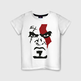 Детская футболка хлопок с принтом Кратос - Бог войны - Kratos в Курске, 100% хлопок | круглый вырез горловины, полуприлегающий силуэт, длина до линии бедер | game | god of war | kratos | бог войны | злость | игра | контуры | кратос | лицо