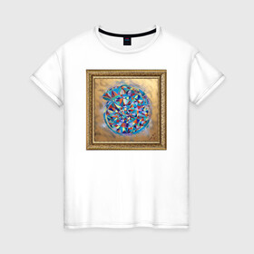 Женская футболка хлопок с принтом Греческая мелодия в Курске, 100% хлопок | прямой крой, круглый вырез горловины, длина до линии бедер, слегка спущенное плечо | абстракция | греческая | картина | мозаика | рама