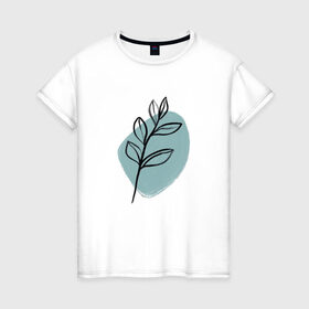 Женская футболка хлопок с принтом Ботаническая абстракция в Курске, 100% хлопок | прямой крой, круглый вырез горловины, длина до линии бедер, слегка спущенное плечо | абстракция | минимализм | растение | растения | современное искусство
