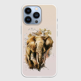 Чехол для iPhone 13 Pro с принтом акварельный слон брызги в Курске,  |  | акварель | акварельный | арт | бивни | брызги | животное | зверь | краска | природа | разводы | рисунок | хобот