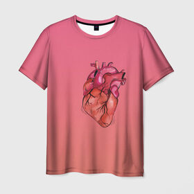 Мужская футболка 3D с принтом анатомия сердце реальное в Курске, 100% полиэфир | прямой крой, круглый вырез горловины, длина до линии бедер | Тематика изображения на принте: анатомия | бьется | любовь | медицина | орган | реальное | сердечко | сердце | хирург
