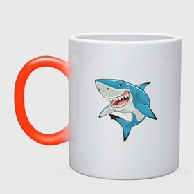 Кружка хамелеон с принтом акула злая в Курске, керамика | меняет цвет при нагревании, емкость 330 мл | акула | злая | зубы | море | океан | опасность | пасть | природа | рисунок | рыба
