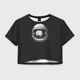 Женская футболка Crop-top 3D с принтом Asstronaut в Курске, 100% полиэстер | круглая горловина, длина футболки до линии талии, рукава с отворотами | drift | drifting | float | floating | galaxy | milky | moon | planet | ship | space | spaceship | star | suit | surfing | to | travel | way | галактика | дрейф | звезда | корабль | космический | космонавт | космос | луна | млечный | планета | путешествие 