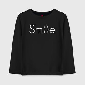 Детский лонгслив хлопок с принтом SMILE | УЛЫБКА в Курске, 100% хлопок | круглый вырез горловины, полуприлегающий силуэт, длина до линии бедер | creative | minimalism | smile | креатив | креативная | минимал | минимализм | надпись | смайл | смайлик | текст | улыбка