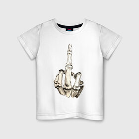 Детская футболка хлопок с принтом Finger Bones в Курске, 100% хлопок | круглый вырез горловины, полуприлегающий силуэт, длина до линии бедер | bones | fck | finger | skeleton | skull | без | кости | палец | пальцы | рука | скелет | средний | череп