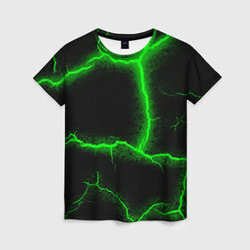 Женская футболка 3D с принтом К - 13 зелёная трещина 3D в Курске, 100% полиэфир ( синтетическое хлопкоподобное полотно) | прямой крой, круглый вырез горловины, длина до линии бедер | :
узор | абстракция | искуство | культура | минимализм | текстура