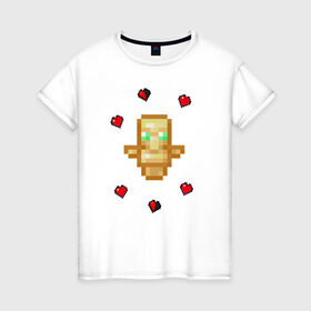 Женская футболка хлопок с принтом Тотем бессмертия в Курске, 100% хлопок | прямой крой, круглый вырез горловины, длина до линии бедер, слегка спущенное плечо | minecraft | игры | майнкрафт | стиль майнкрафта