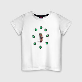 Детская футболка хлопок с принтом Житель из майнкрафта в Курске, 100% хлопок | круглый вырез горловины, полуприлегающий силуэт, длина до линии бедер | minecraft | житель из майнкрафта | изумруды | майнкарфт стиль | майнкрафт