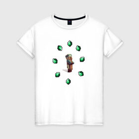 Женская футболка хлопок с принтом Житель из майнкрафта в Курске, 100% хлопок | прямой крой, круглый вырез горловины, длина до линии бедер, слегка спущенное плечо | minecraft | житель из майнкрафта | изумруды | майнкарфт стиль | майнкрафт