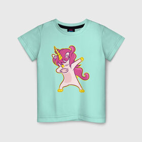 Детская футболка хлопок с принтом Dab unicorn в Курске, 100% хлопок | круглый вырез горловины, полуприлегающий силуэт, длина до линии бедер | dab unicorn | unicorn | единорог | лошадка | танцующий единорог