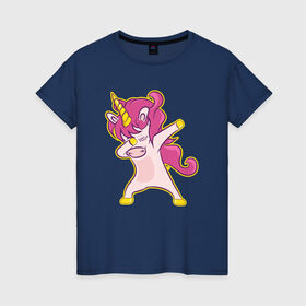 Женская футболка хлопок с принтом Dab unicorn в Курске, 100% хлопок | прямой крой, круглый вырез горловины, длина до линии бедер, слегка спущенное плечо | dab unicorn | unicorn | единорог | лошадка | танцующий единорог