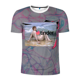 Мужская футболка 3D спортивная с принтом Tinder | Тиндер девушка в Курске, 100% полиэстер с улучшенными характеристиками | приталенный силуэт, круглая горловина, широкие плечи, сужается к линии бедра | геометрия | девушка | живопись | знакомства | искусство | картина | тиндер