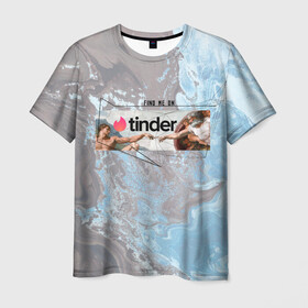 Мужская футболка 3D с принтом Find me on Tinder | Тиндер в Курске, 100% полиэфир | прямой крой, круглый вырез горловины, длина до линии бедер | find | me | on | tinder | адама | геометрия | живопись | знакомства | искусство | ищи | картина | меня | на | сотворение | тиндер | тиндере