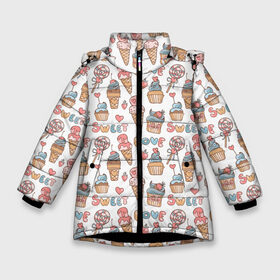 Зимняя куртка для девочек 3D с принтом LOVE SWEET monogram в Курске, ткань верха — 100% полиэстер; подклад — 100% полиэстер, утеплитель — 100% полиэстер. | длина ниже бедра, удлиненная спинка, воротник стойка и отстегивающийся капюшон. Есть боковые карманы с листочкой на кнопках, утяжки по низу изделия и внутренний карман на молнии. 

Предусмотрены светоотражающий принт на спинке, радужный светоотражающий элемент на пуллере молнии и на резинке для утяжки. | Тематика изображения на принте: fashion | fire | game | hip hop | rap | street style | top | игра | мода | огонь | подарок | рэп | топ | уличный стиль | хип хоп