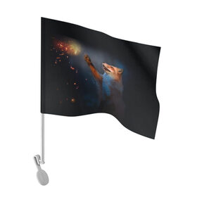 Флаг для автомобиля с принтом Лиса и огонек в Курске, 100% полиэстер | Размер: 30*21 см | fox | foxy | животное | звери | лиса | лисенок | лисичка | милая | рыжая | фокс