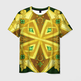 Мужская футболка 3D с принтом Золотой клевер в Курске, 100% полиэфир | прямой крой, круглый вырез горловины, длина до линии бедер | золото | кельтский узор | клевер | подарки | узор