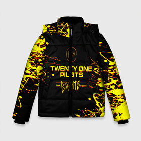 Зимняя куртка для мальчиков 3D с принтом TWENTY ONE PILOTS TOP. в Курске, ткань верха — 100% полиэстер; подклад — 100% полиэстер, утеплитель — 100% полиэстер | длина ниже бедра, удлиненная спинка, воротник стойка и отстегивающийся капюшон. Есть боковые карманы с листочкой на кнопках, утяжки по низу изделия и внутренний карман на молнии. 

Предусмотрены светоотражающий принт на спинке, радужный светоотражающий элемент на пуллере молнии и на резинке для утяжки | 21 pilots | blurryface | fbr | fueled by ramen | fueledbyramen | heathens | heavydirtysoul | josh dun | music | music video | official | stressed out | top | tp | trench | twenty one pilots | twentyonepilots | tyler joseph 