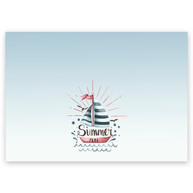 Поздравительная открытка с принтом кораблик лето в Курске, 100% бумага | плотность бумаги 280 г/м2, матовая, на обратной стороне линовка и место для марки
 | Тематика изображения на принте: брызги | вода | волны | градиент | кораблик | лето | море | отдых | отпуск | парусник | фан | чайки | яхта