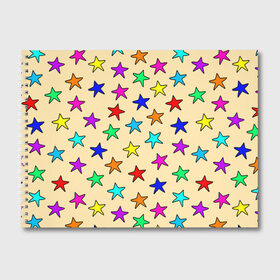 Альбом для рисования с принтом Детские звезды на песке в Курске, 100% бумага
 | матовая бумага, плотность 200 мг. | Тематика изображения на принте: baby | colorfull | disco | kids | stars | девочкам | детские рисунки | детям | диско | звездочки | звезды | конфетти | лето | малыш | ночные | орнамент | песок | пляж | праздник | радужные | разноцветный узор
