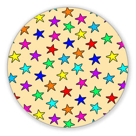 Коврик для мышки круглый с принтом Детские звезды на песке в Курске, резина и полиэстер | круглая форма, изображение наносится на всю лицевую часть | baby | colorfull | disco | kids | stars | девочкам | детские рисунки | детям | диско | звездочки | звезды | конфетти | лето | малыш | ночные | орнамент | песок | пляж | праздник | радужные | разноцветный узор
