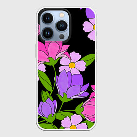 Чехол для iPhone 13 Pro с принтом Ночные цветы в Курске,  |  | fashion | flowers | бабушка | букет | бутоны | весна | ветки | девушкам | дочь | зелень | лаванда | лепестки | лето | лилии | листья | лучшая | мама | ночь | пионы | подарок | поляна | природа | растения | розы