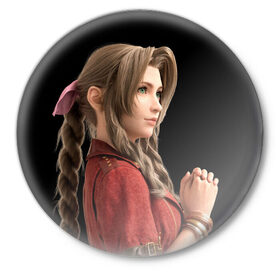 Значок с принтом Final Fantasy VII Remake в Курске,  металл | круглая форма, металлическая застежка в виде булавки | волосы | клауд страйф | тифа локхарт