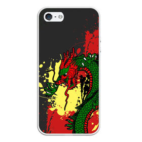 Чехол для iPhone 5/5S матовый с принтом Chinese dragon в Курске, Силикон | Область печати: задняя сторона чехла, без боковых панелей | dragon | брызги | китайский дракон | монстр | ящерица