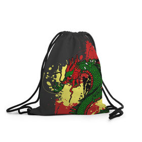 Рюкзак-мешок 3D с принтом Chinese dragon в Курске, 100% полиэстер | плотность ткани — 200 г/м2, размер — 35 х 45 см; лямки — толстые шнурки, застежка на шнуровке, без карманов и подкладки | dragon | брызги | китайский дракон | монстр | ящерица