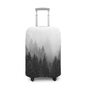 Чехол для чемодана 3D с принтом Туманный лес в Курске, 86% полиэфир, 14% спандекс | двустороннее нанесение принта, прорези для ручек и колес | tegunvteg | деревья | лес | листья | природа | темный лес | туман | туманный лес