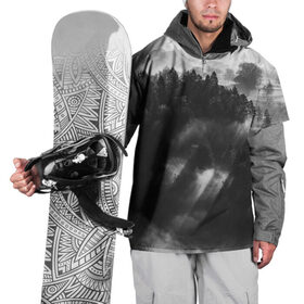 Накидка на куртку 3D с принтом Туман в лесу в Курске, 100% полиэстер |  | Тематика изображения на принте: tegunvteg | деревья | лес | листья | природа | темный лес | туман