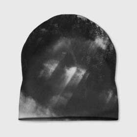 Шапка 3D с принтом Туман в лесу в Курске, 100% полиэстер | универсальный размер, печать по всей поверхности изделия | tegunvteg | деревья | лес | листья | природа | темный лес | туман