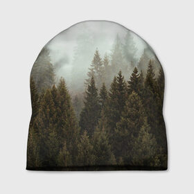 Шапка 3D с принтом Деревья в Курске, 100% полиэстер | универсальный размер, печать по всей поверхности изделия | tegunvteg | деревья | лес | листья | природа | темный лес | туман