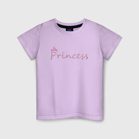 Детская футболка хлопок с принтом Принцесса в Курске, 100% хлопок | круглый вырез горловины, полуприлегающий силуэт, длина до линии бедер | Тематика изображения на принте: crown | heart | princess | корона | растения | сердце