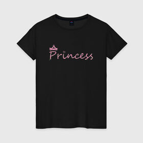 Женская футболка хлопок с принтом Принцесса в Курске, 100% хлопок | прямой крой, круглый вырез горловины, длина до линии бедер, слегка спущенное плечо | crown | heart | princess | корона | растения | сердце