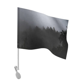 Флаг для автомобиля с принтом Лес в дыму в Курске, 100% полиэстер | Размер: 30*21 см | tegunvteg | деревья | дым | лес | лес в дыму | листья | природа | темный лес