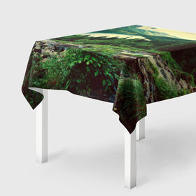 Скатерть 3D с принтом Красивый лес в Курске, 100% полиэстер (ткань не мнется и не растягивается) | Размер: 150*150 см | tegunvteg | горы | деревья | красивый лес | лес | листья | природа | река | темный лес