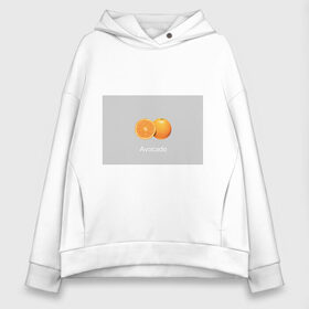 Женское худи Oversize хлопок с принтом Orange avocado в Курске, френч-терри — 70% хлопок, 30% полиэстер. Мягкий теплый начес внутри —100% хлопок | боковые карманы, эластичные манжеты и нижняя кромка, капюшон на магнитной кнопке | avocado | grey | orange | авокадо | апельсин | серый