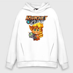 Мужское худи Oversize хлопок с принтом Ratchet & Clank в Курске, френч-терри — 70% хлопок, 30% полиэстер. Мягкий теплый начес внутри —100% хлопок | боковые карманы, эластичные манжеты и нижняя кромка, капюшон на магнитной кнопке | game | ratchet  clank | галактические рейнджеры | игры | рэтчет и кланr