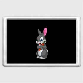 Магнит 45*70 с принтом ЗАЙКА в Курске, Пластик | Размер: 78*52 мм; Размер печати: 70*45 | bunny | cartoon | hare | rabbit | белый | зайчик | заяц | кролик | морковка | мультик | серый