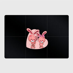 Магнитный плакат 3Х2 с принтом ЗАЙЧИКИ в Курске, Полимерный материал с магнитным слоем | 6 деталей размером 9*9 см | bunny | cartoon | hare | rabbit | зайка | заяц | кролик | мультик | розовый | цветы