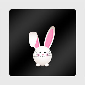 Магнит виниловый Квадрат с принтом УШАСТИК в Курске, полимерный материал с магнитным слоем | размер 9*9 см, закругленные углы | bunny | cartoon | hare | rabbit | зайка | заяц | кролик | мультик | уши