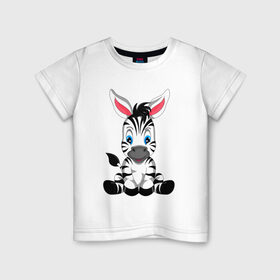 Детская футболка хлопок с принтом МАЛЫШ ЗЕБРА в Курске, 100% хлопок | круглый вырез горловины, полуприлегающий силуэт, длина до линии бедер | baby | cute | horse | striped | zebra | зебра | лошадь | малыш | милый | полосатый