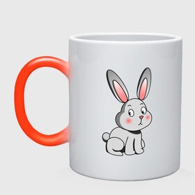 Кружка хамелеон с принтом КРОЛИК в Курске, керамика | меняет цвет при нагревании, емкость 330 мл | bunny | cartoon | cute | hare | rabbit | зайка | заяц | кролик | милый | мультик
