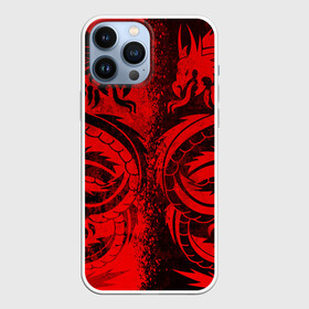 Чехол для iPhone 13 Pro Max с принтом BLACK RED DRAGONS TATOO в Курске,  |  | Тематика изображения на принте: anime | china | dragon | japan | katana | samurai | smoke | snake | sword | tattoo | аниме | дракон | дым | змей | катана | китай | меч | самурай | тату | татуировка | япония