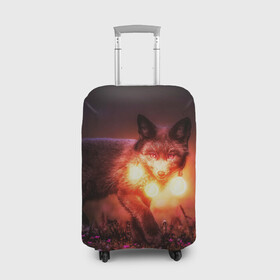 Чехол для чемодана 3D с принтом Лисица с фонариками в Курске, 86% полиэфир, 14% спандекс | двустороннее нанесение принта, прорези для ручек и колес | fox | foxy | животное | звери | лиса | лисенок | лисичка | милая | рыжая | фокс