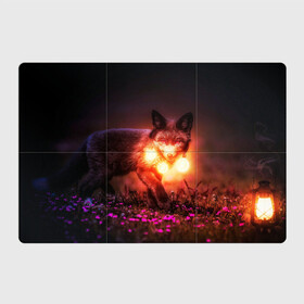 Магнитный плакат 3Х2 с принтом Лисица с фонариками в Курске, Полимерный материал с магнитным слоем | 6 деталей размером 9*9 см | fox | foxy | животное | звери | лиса | лисенок | лисичка | милая | рыжая | фокс